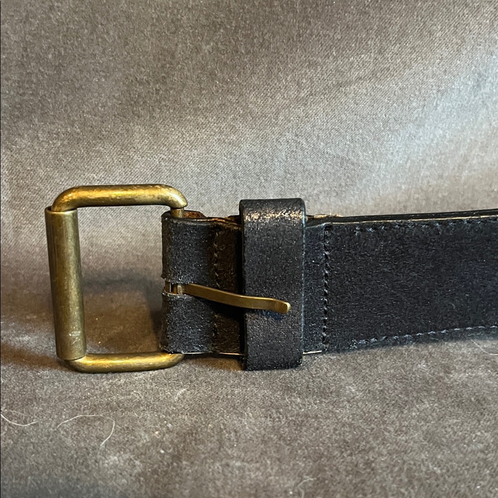 Marc Jacobs Black Leather Belt with Gold Buckle